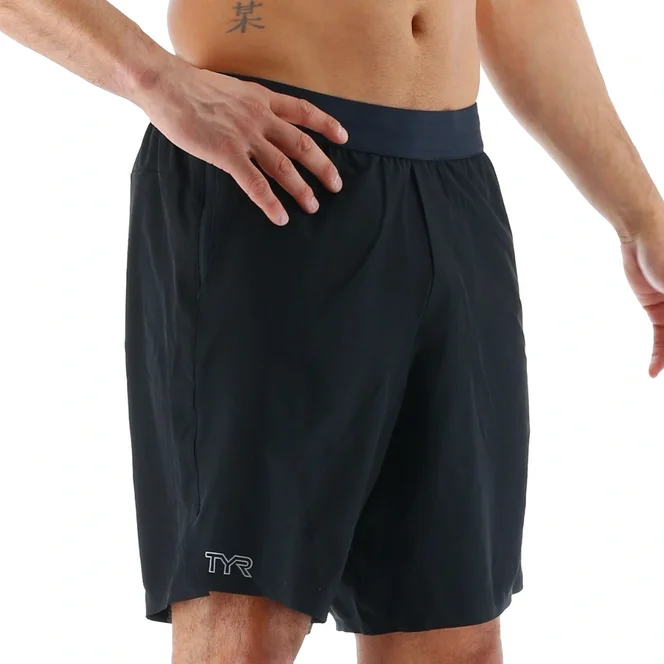 TYR Hyrdrosphere Men's Unlined 7" Unbroken Shorts Black FINAL SALE
