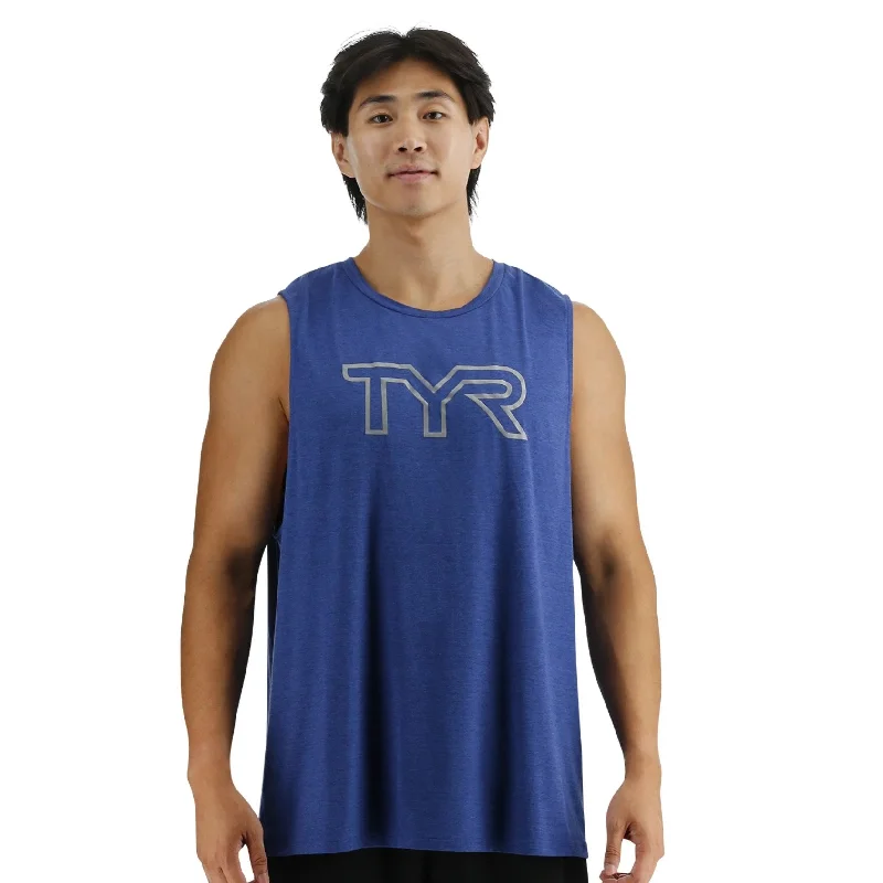 TYR ClimaDry™ Men's Big Logo Tech Tank - Deep Ultramarine Heather FINAL SALE