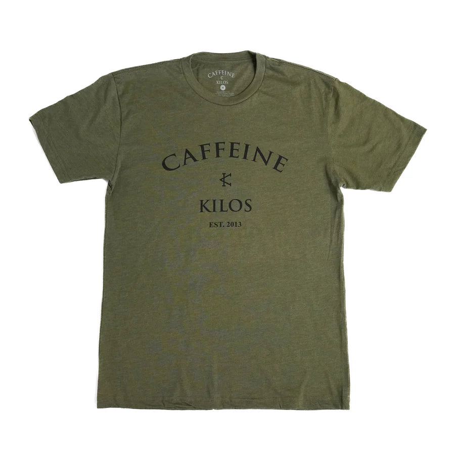 Caffeine and Kilos Arch Logo Tee - OD Green