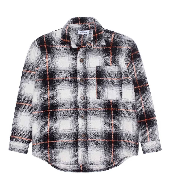 Fucking Awesome Heavy Oversized Flannel Button Shirt - Black/Orange