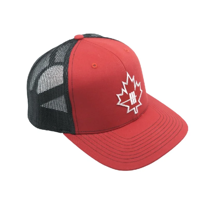 Inner Strength Maple Leaf Trucker Hat - Red with Black Mesh