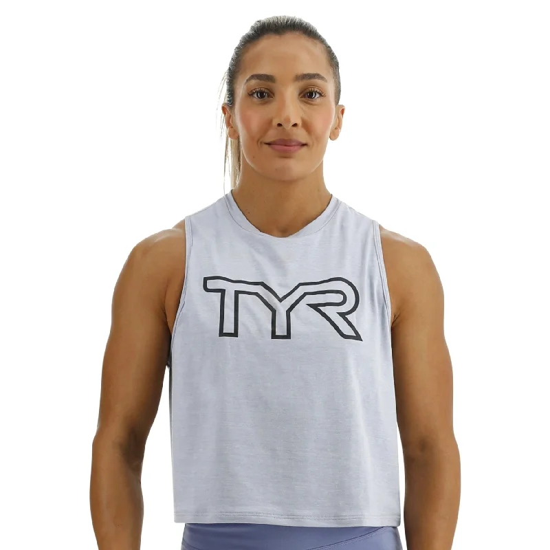 TYR ClimaDry™ Women's Cropped Tech Tank Blue Ice Heather FINAL SALE