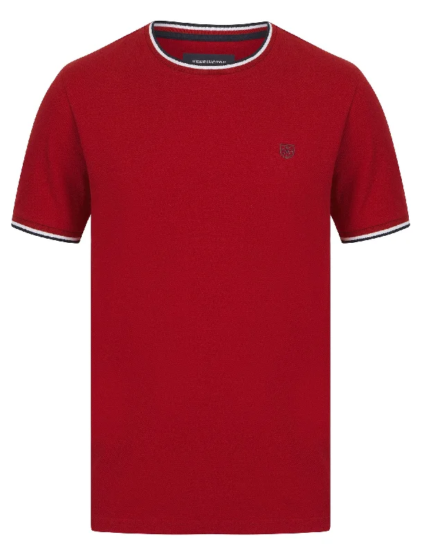 Westmoor Cotton Jersey Crew Neck Ringer T-Shirt in Scooter Red - Kensington Eastside