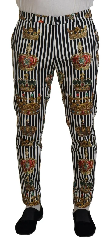 Dolce & Gabbana Elegant  Crown Stripe Chino Men's Pants